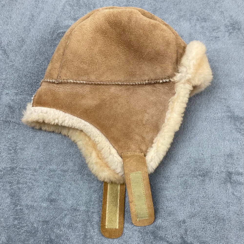 Trapper Hat M Brown Shearling Suede Leather Aviator Ear Flap Hunting Winter Wool